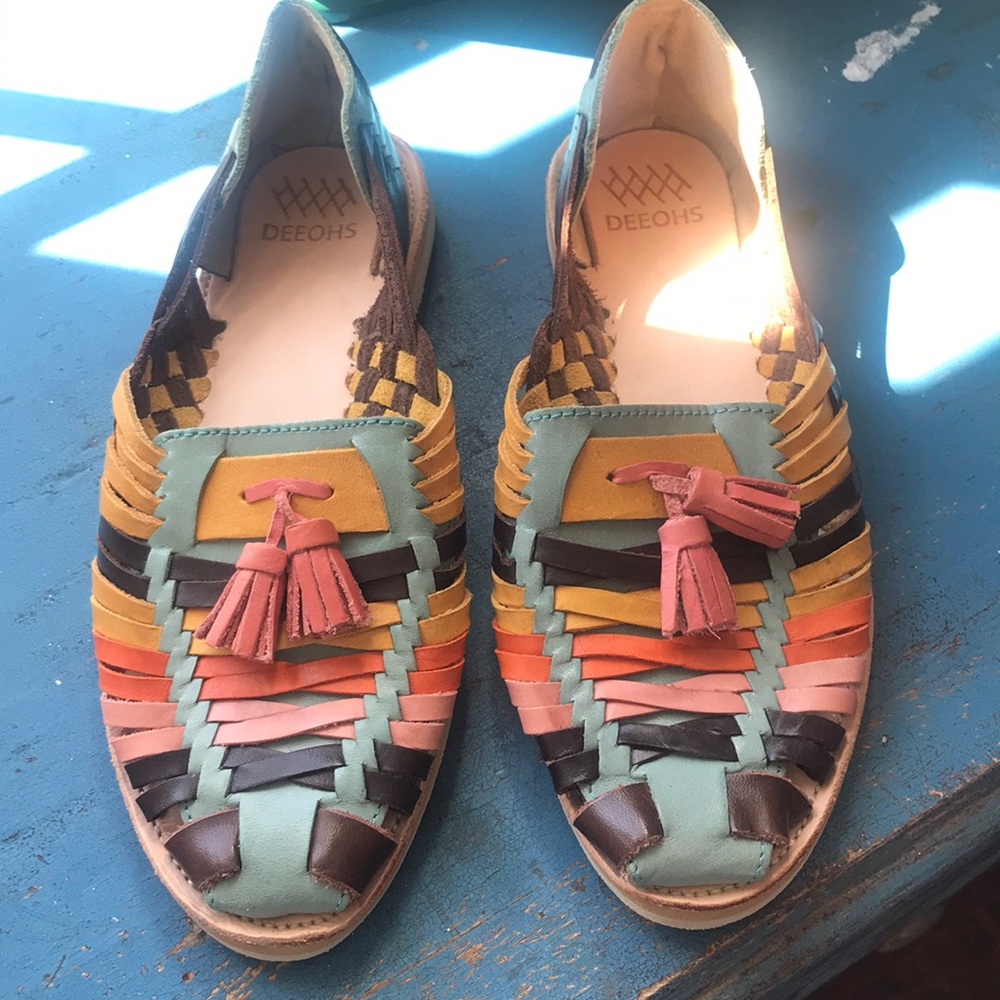 Woven leather flats
